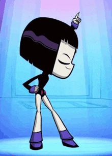 a cartoon character is dancing and pointing up