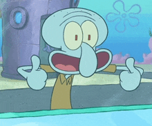 squidward from spongebob squarepants is giving a thumbs up