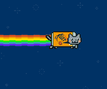 a pixel art drawing of a bedroom with a cat on the wall and a box that says nuit on it