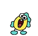 a cartoon character with a surprised look on his face and arms and legs .