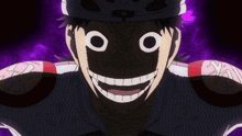 a close up of a cartoon character 's face with a big smile