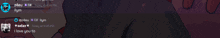 a screenshot of a discord chat with the words i love you to at the top