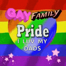 a rainbow flag with a heart that says gay family pride