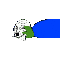 a cartoon of a man with glasses and a green hand on his face