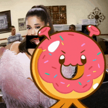 a cartoon drawing of a donut with sprinkles on it