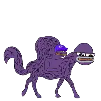 a cartoon drawing of a purple animal with a nfc hat on
