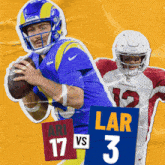 a football player in a blue jersey is holding a ball