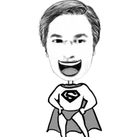 a black and white drawing of a man in a superman outfit
