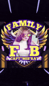 a family fb logo with a woman taking a picture of herself