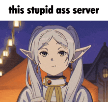 a picture of a girl with a caption that reads this stupid ass server