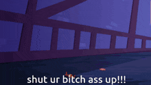 a cartoon pony dressed as a chicken with the words shut ur bitch ass up
