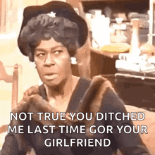 a woman in a black hat and fur coat says not true you ditched me last time gor your girlfriend