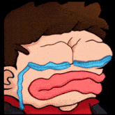 a cartoon drawing of a man crying with his eyes closed