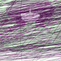 a drawing of a person 's face with purple lines on a white background .