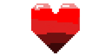 a pixel art drawing of a red heart with a triangle in the middle