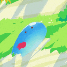a blue circle with a red swirl on it is floating in the air .