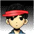 a cartoon of a boy with a red band around his head .
