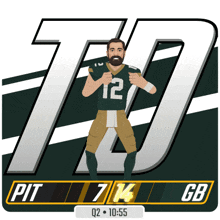 a green bay packers football player with the number 12 on his jersey