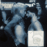 two men are standing in front of a sign that says ufc prime