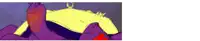 a purple and yellow drawing of a person with a crown
