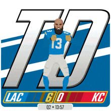 a football player with the number 13 on his jersey is giving a thumbs up