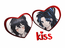 a picture of a man and a woman with the word kiss below them