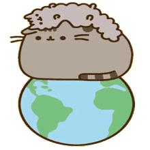 pusheen on top of the world