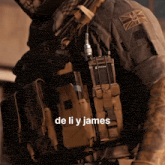 a close up of a person 's back with the words de li y james