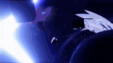 a cartoon character is flying through a blue light