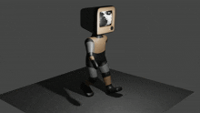 a 3d model of a robot with a tv head