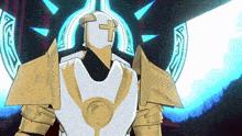 a knight with a cross on his helmet