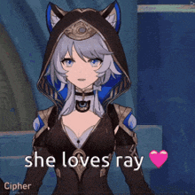 a video game character says she loves ray and has a heart