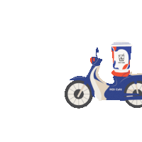 a blue scooter with the word koi cafe on the front