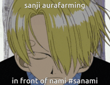 a picture of sanji aurafarming in front of nami