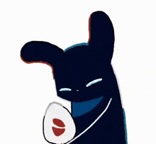 a cartoon rabbit is holding an egg with a heart on it .