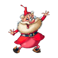 a cartoon of a santa claus with his arms outstretched on a white background