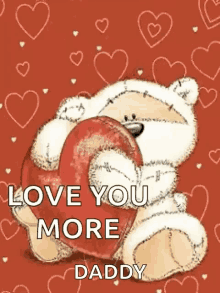 love you more teddy bear hearts cute