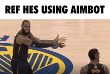 a basketball player with the words ref hes using aimbot
