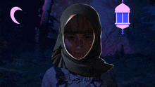 a woman wearing a hijab has arabic writing on her face