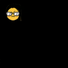 a cartoon of a woman wearing glasses and a smiley face
