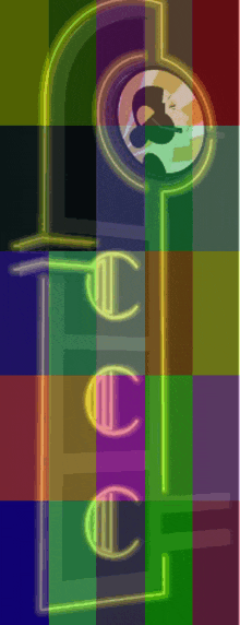 a colorful drawing of a door with the letter c in the middle