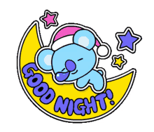 bt21 good night crescent moon stars sleeping