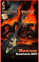 a poster for manrooe comisaris sgv with a guitar