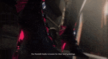 a video game character is standing in a dark room and talking to another character .