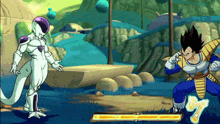 frieza and vegeta are fighting in a video game with the number 7