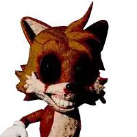 tails from sonic the hedgehog is smiling with a bloody face