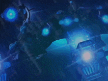 a blue light is shining on a dark background