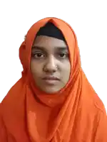 a woman wearing an orange scarf and a black hijab
