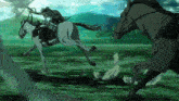 a man riding a horse with a rope around his neck