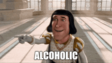 a cartoon character points to the word alcoholic on the screen